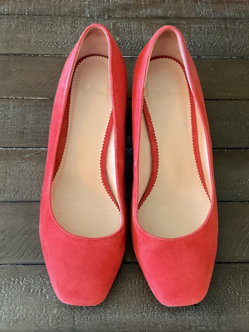 🤩 J.Crew Celia Block-Heel Pumps in Red Suede - size 8.5